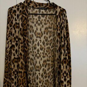 Allegra K Cheetah Print Open Lightweight Cardigan